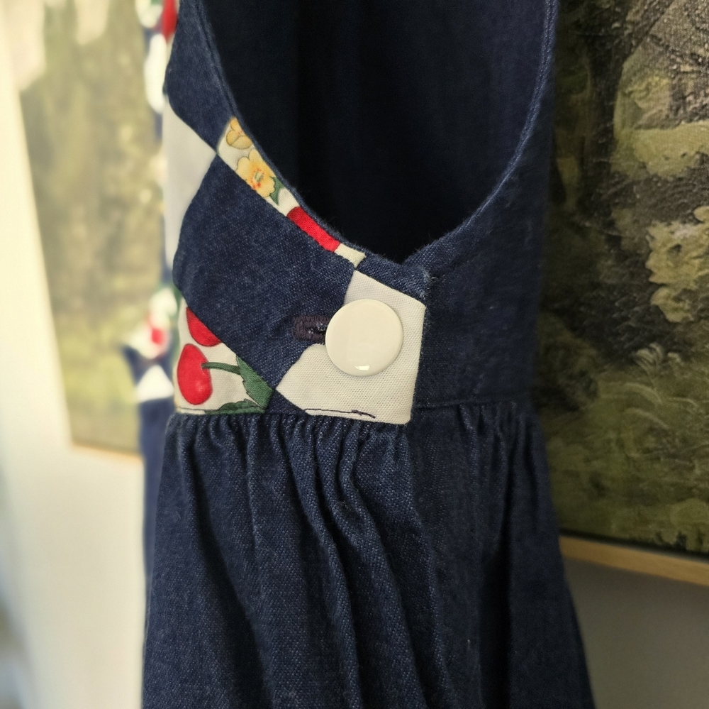 Quilted Cherry Pinafore Dress - Handmade Boho Heirloom - Picture 11 of 12